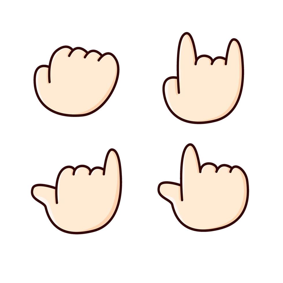 Set of hand gesture icons in cartoon style vector