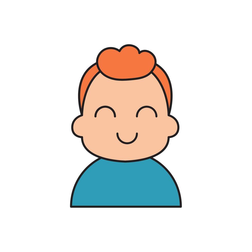 Smiling Cartoon Boy with Orange Hair - Cute Character Icon vector