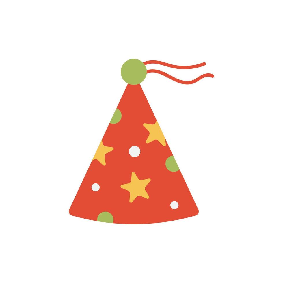 Red Party Hat with Stars and Polka Dots vector