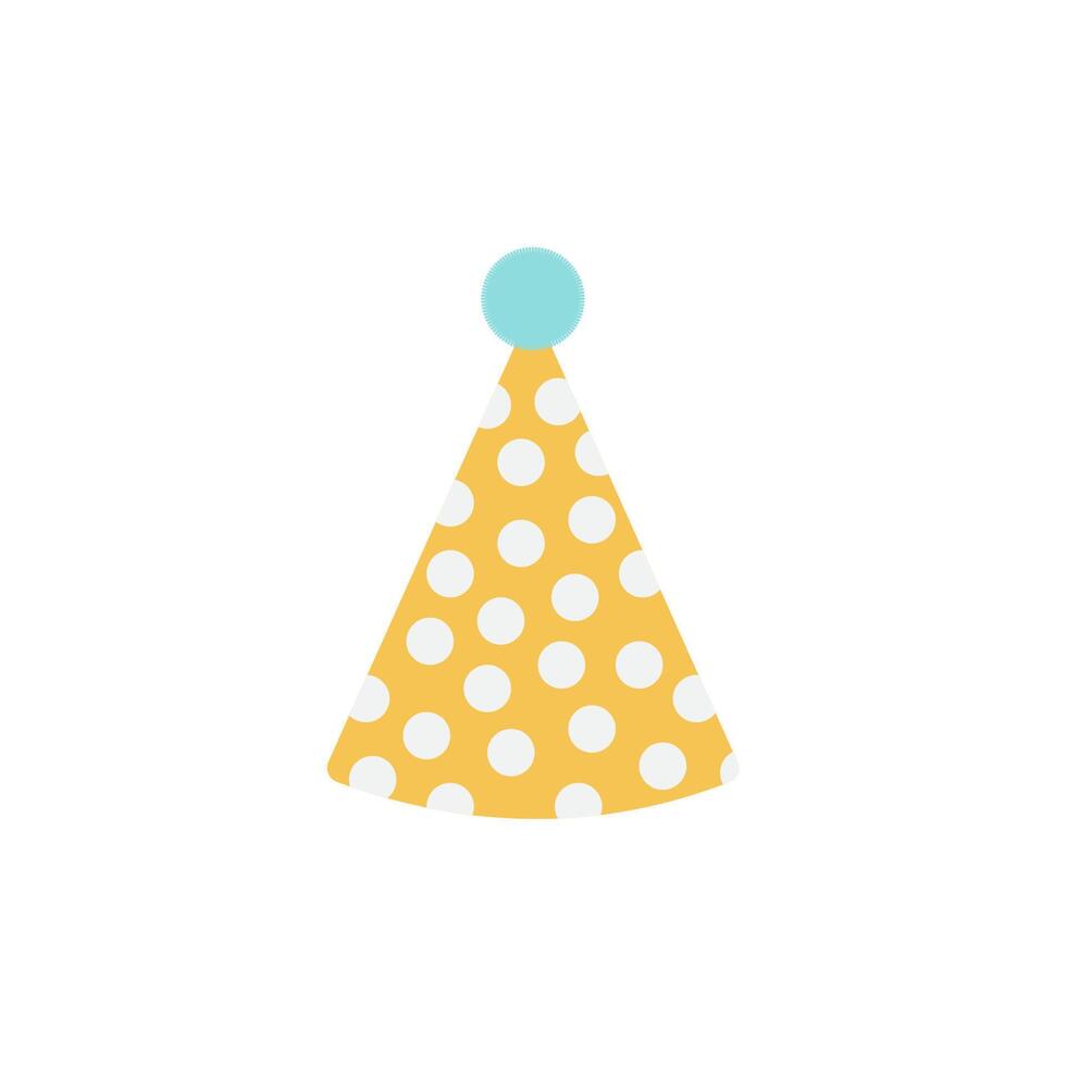 Yellow Polka Dot Party Hat with Blue Topper vector