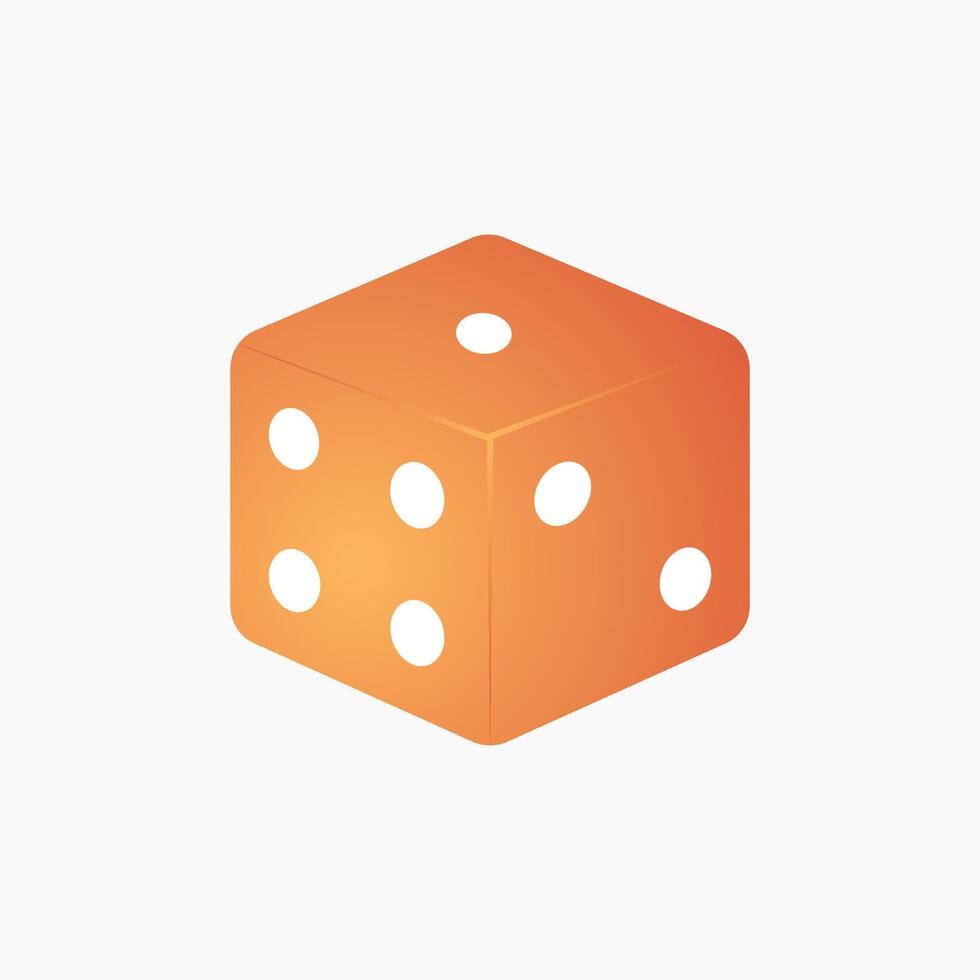 Orange 3D Dice with Six Dots vector
