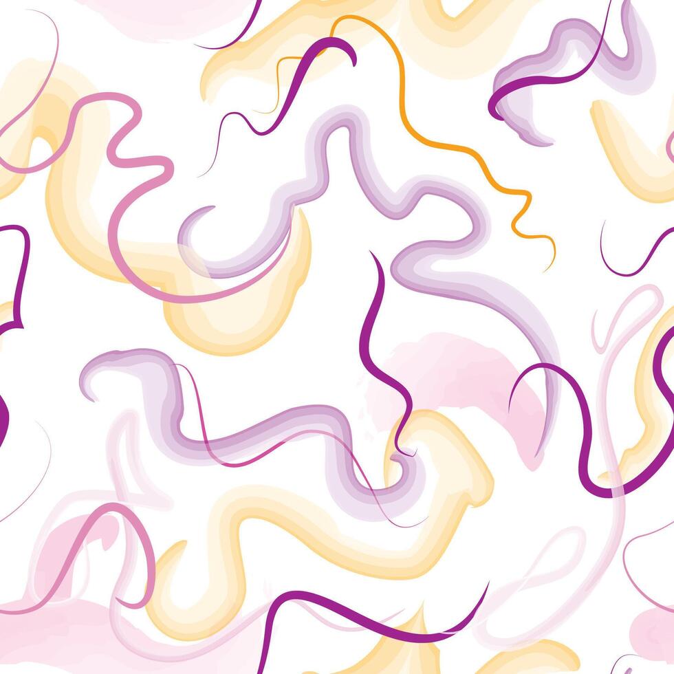 Abstract wavy lines seamless pattern. Spring organic texture flowing wavy shapes. Beautiful watercolored background vector