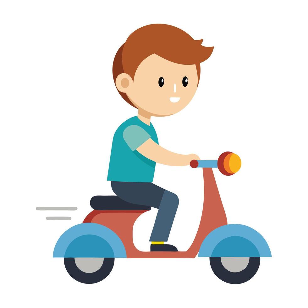 Cheerful Boy Enjoying a Scooter Ride vector
