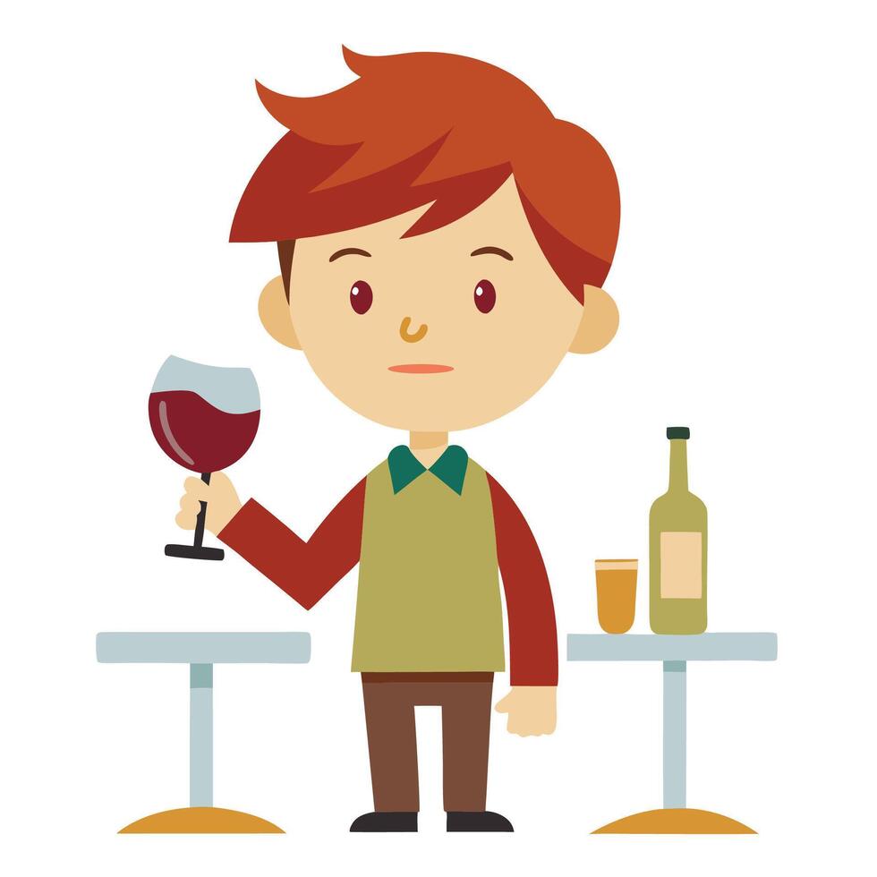 Young Man Tasting Wine vector