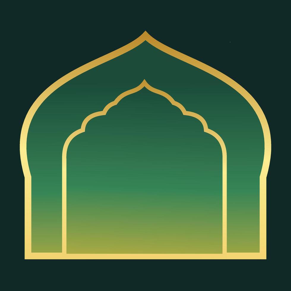 Islamic Arch Background with Green and Gold Gradient Design vector
