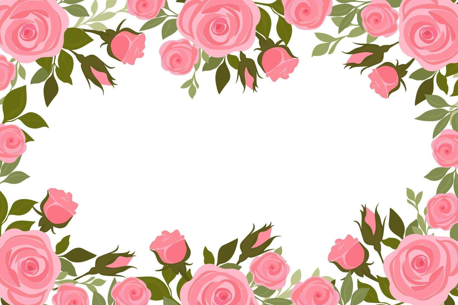 Frame with roses for wedding, birthday, card, background, invitation, wallpaper, sticker, voucher or coupon. vector