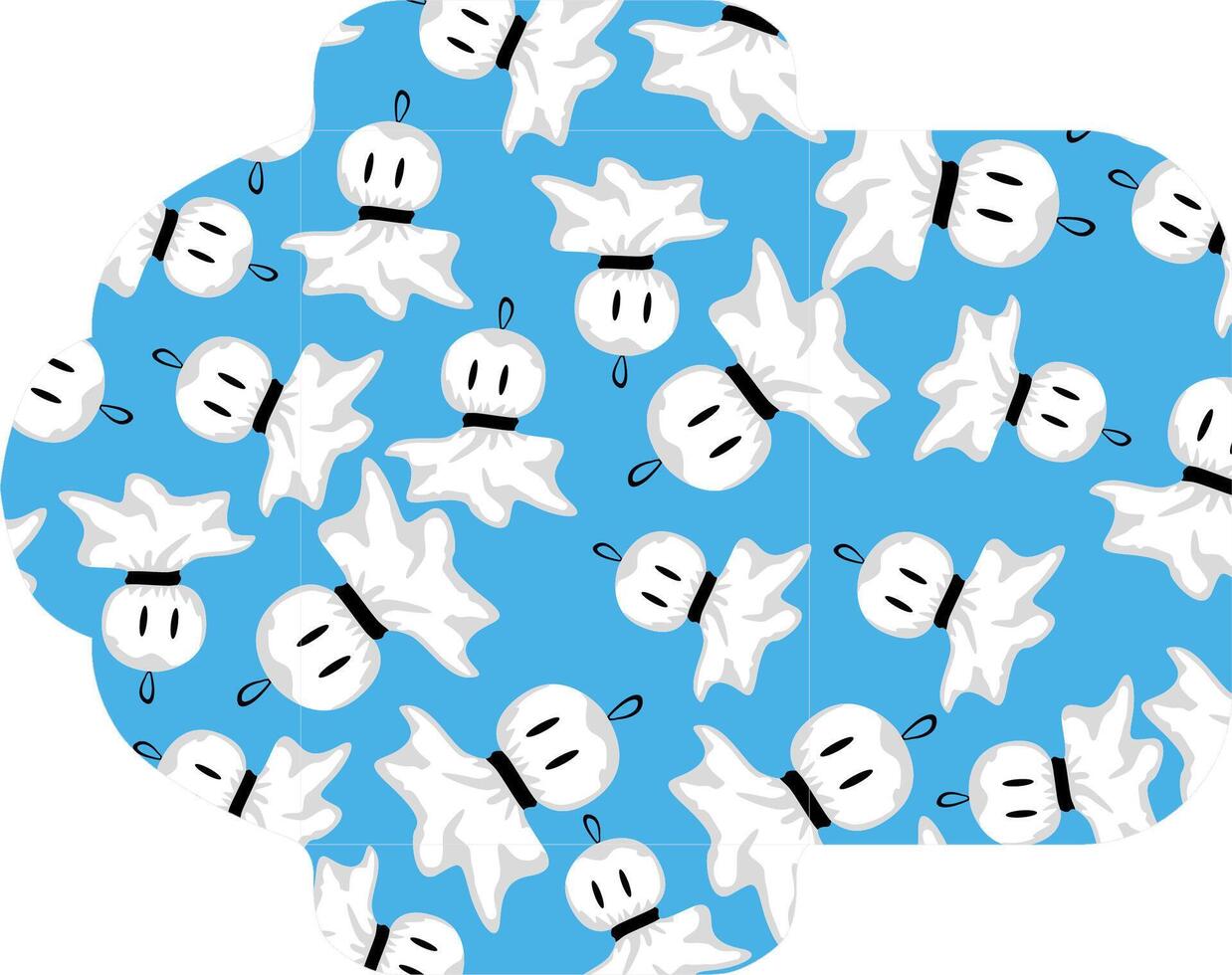 Blue-Toned Envelope Design with Japanese Rain Doll Pattern vector