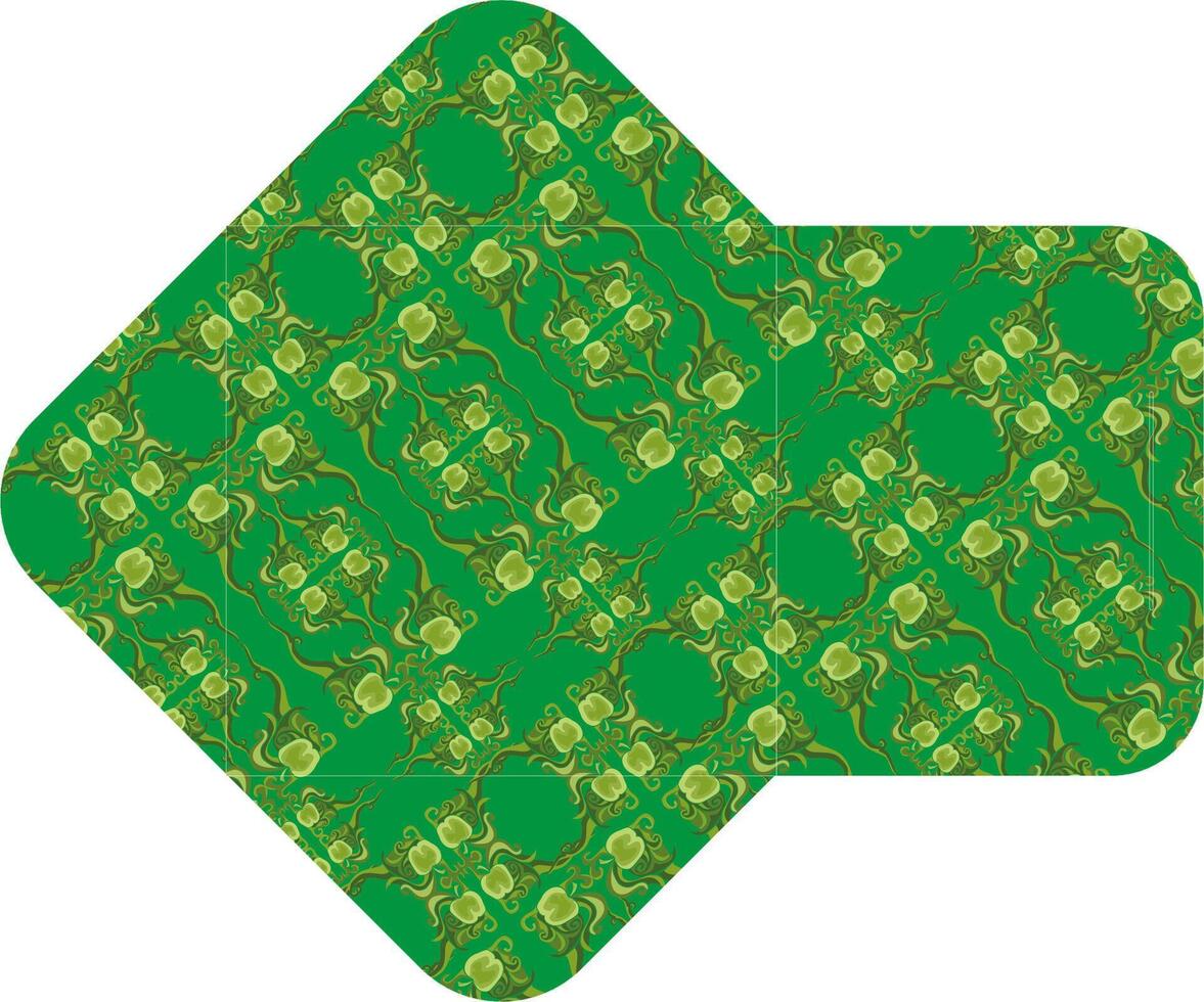 Square Envelope with a Green Theme and Elegant Patterns vector