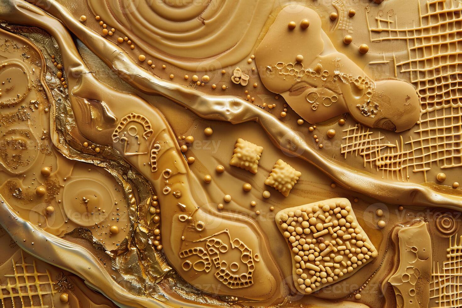 Golden texture with abstract shapes and patterns creating a luxurious background photo