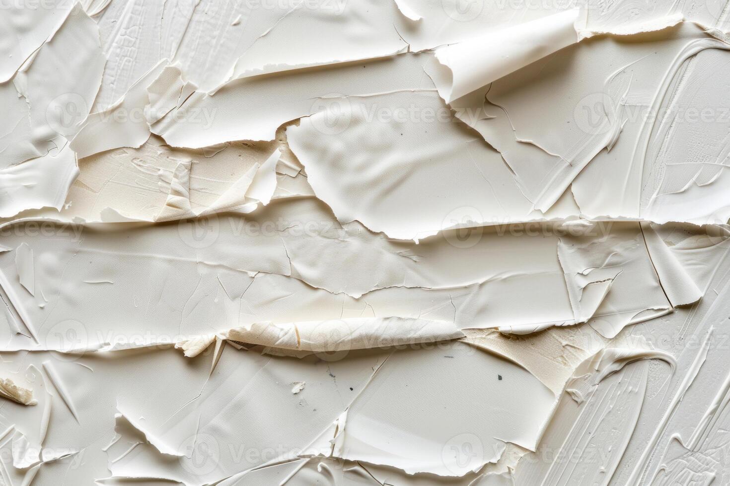 Thick white paint creating abstract texture on canvas photo