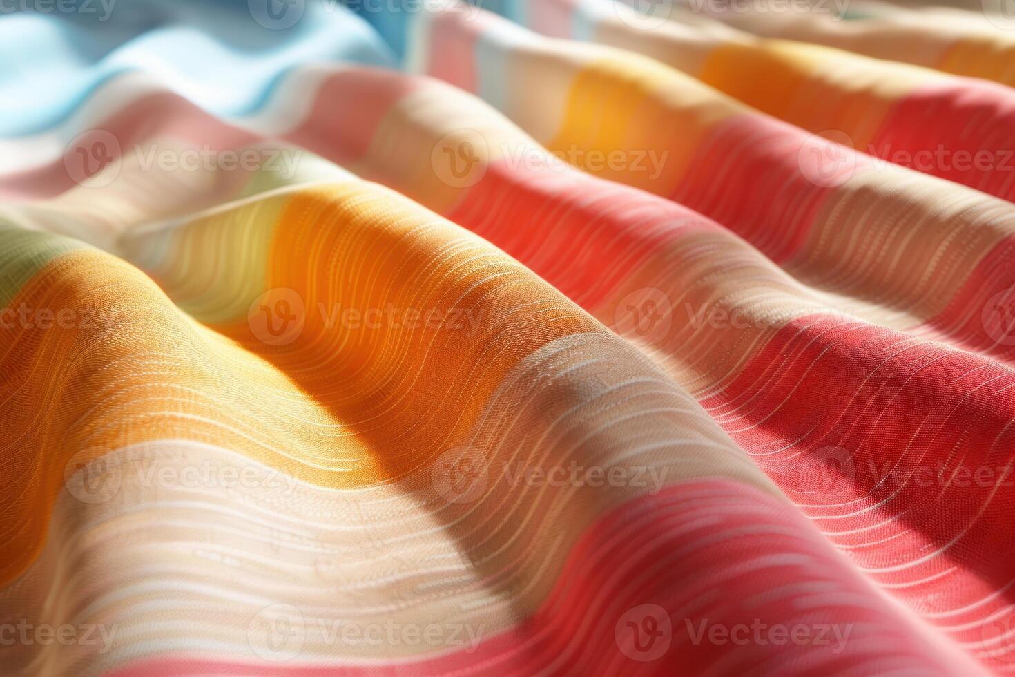 Colorful striped fabric flowing in soft folds for texture background photo