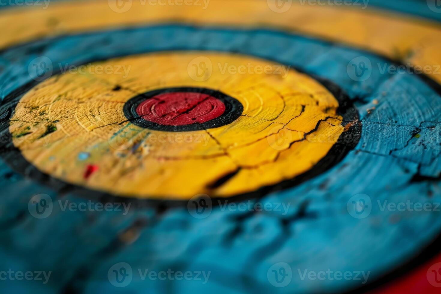 Archery target showing signs of wear and tear after extensive use photo