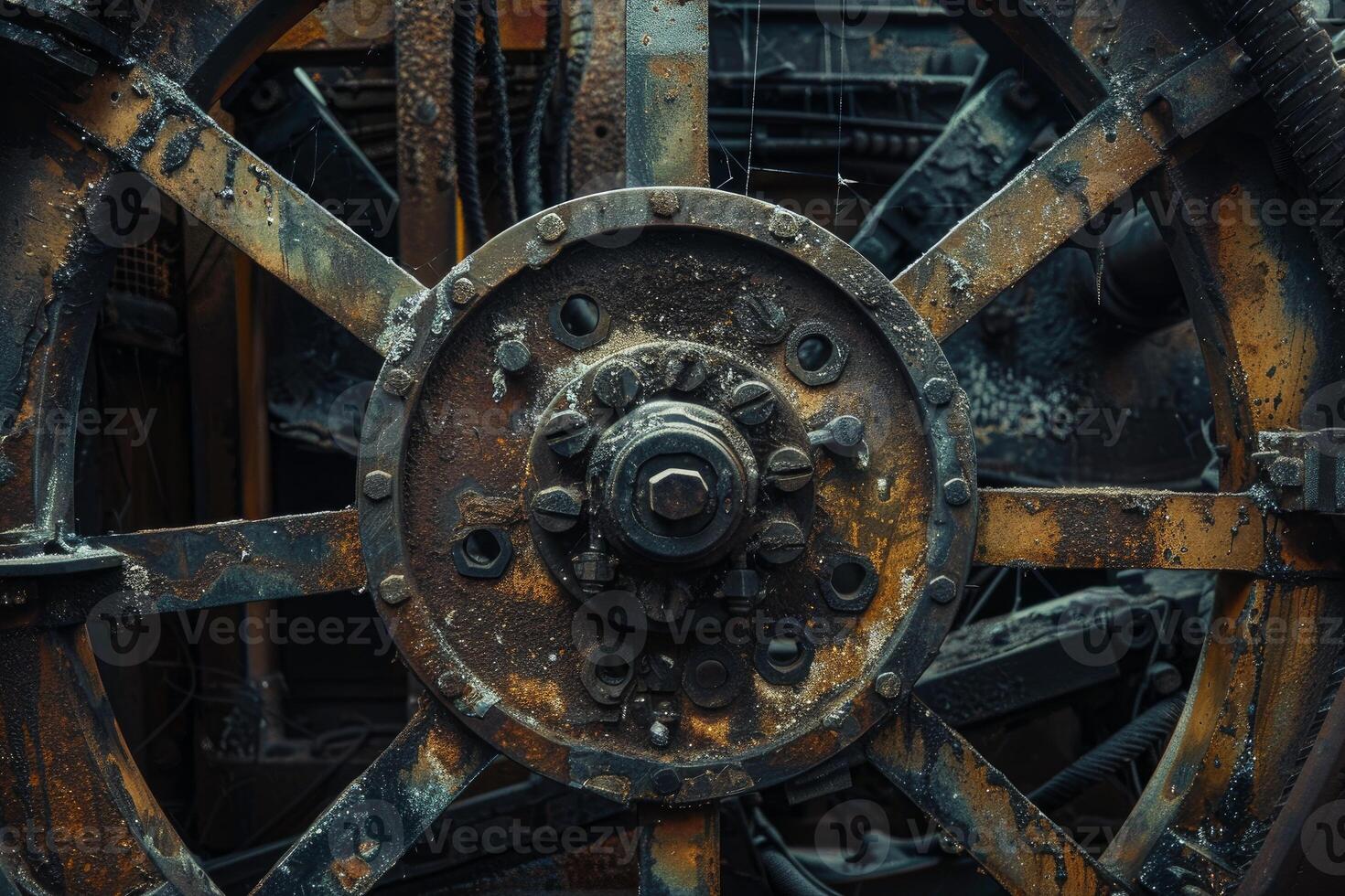 Rusty industrial gear showing signs of age and wear photo