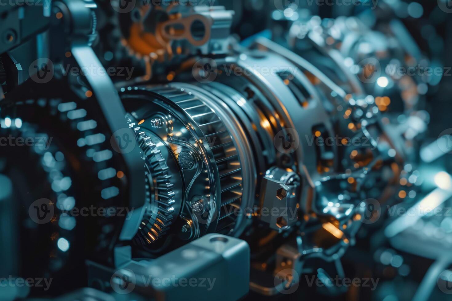 Close up of modern twin clutch automatic transmission showing gears and cogs photo