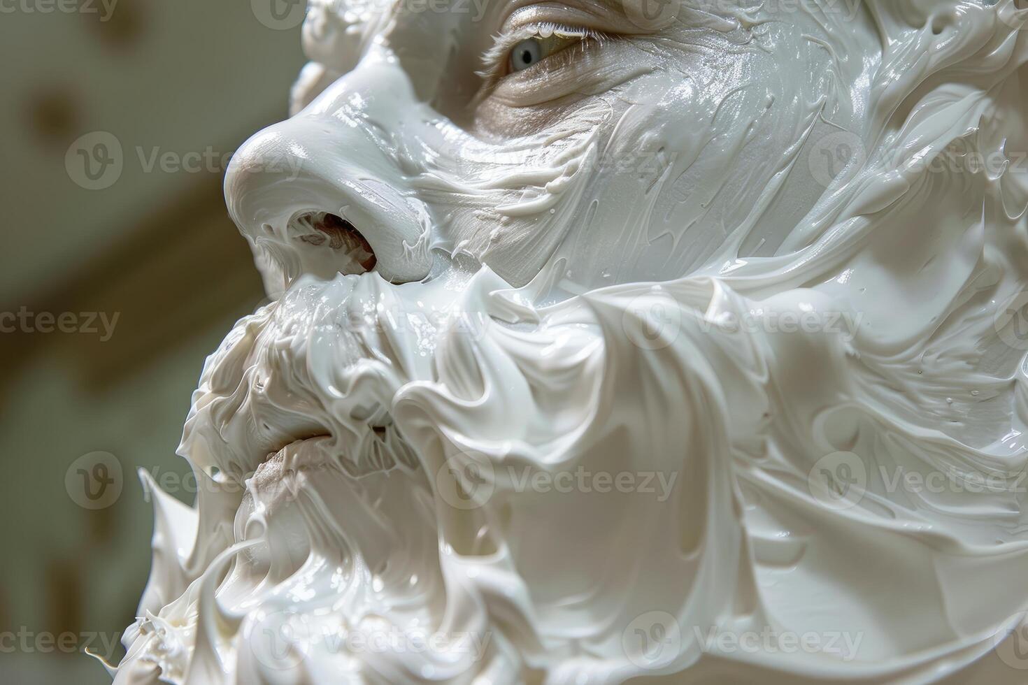 Man getting beauty treatment facial mask with white substance photo