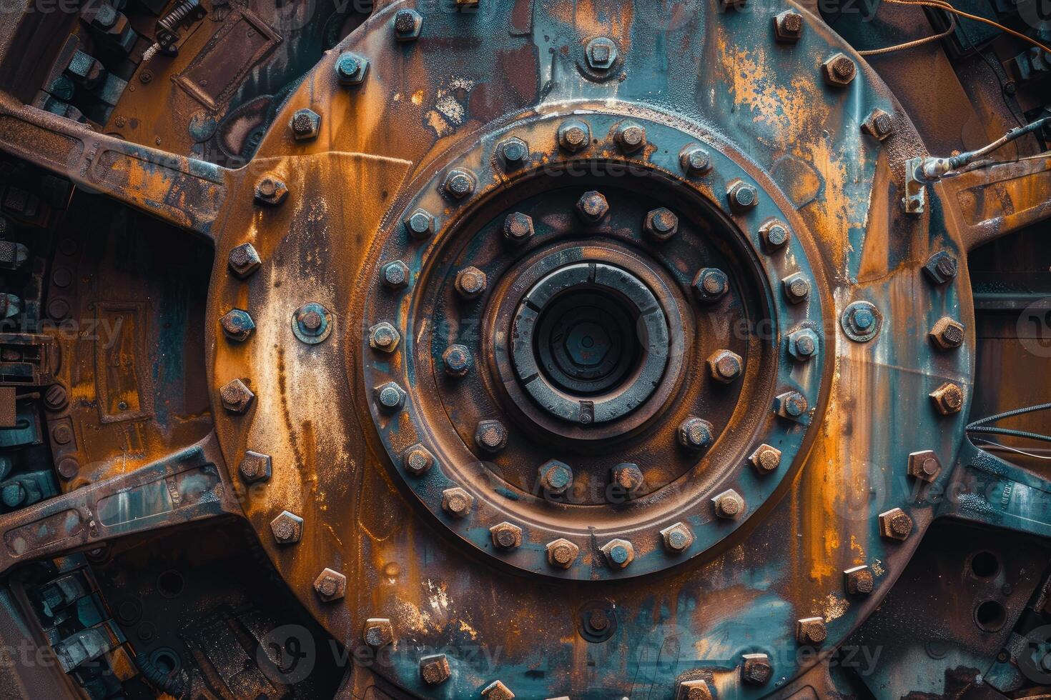 Rusty industrial machine showing signs of age and wear photo