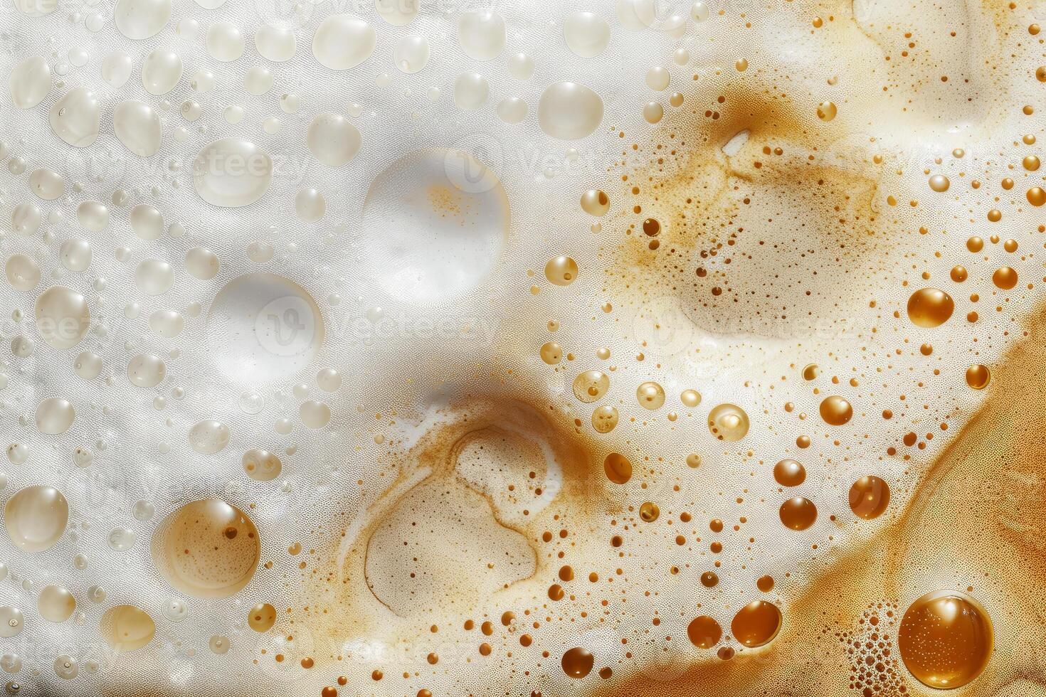 Coffee foam texture forming bubbles on the surface of hot drink photo