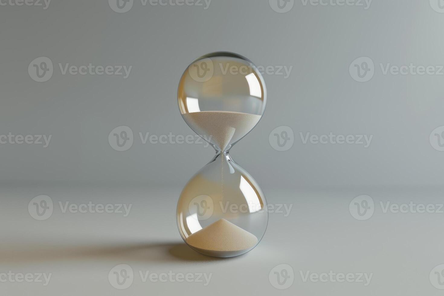 Hourglass measuring time passing by on gradient background photo