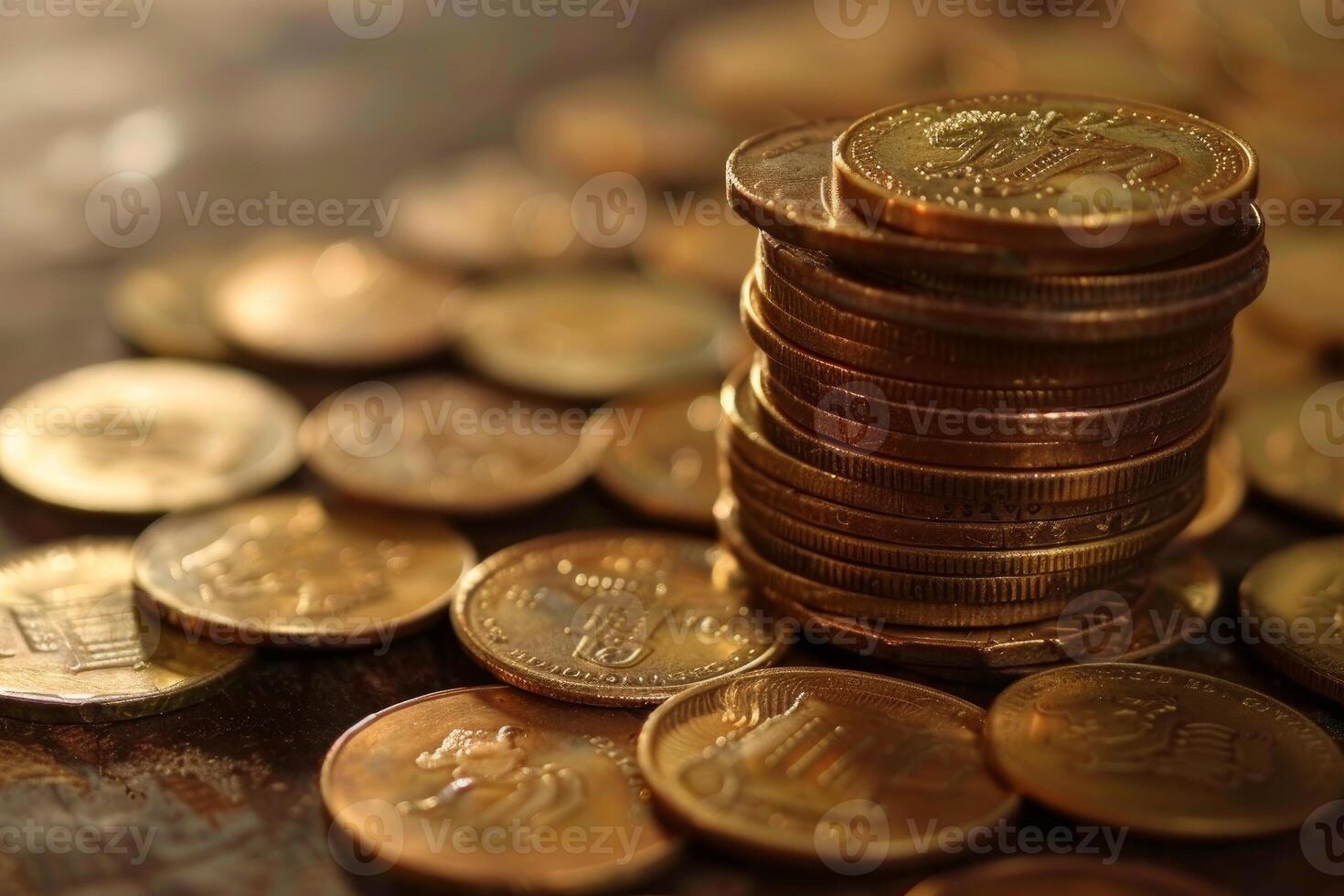 Stack of gold coins representing savings and investment photo