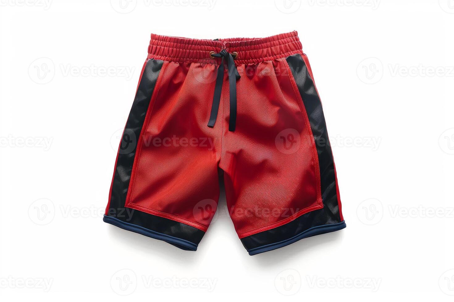Red and black sports shorts isolated on white background photo