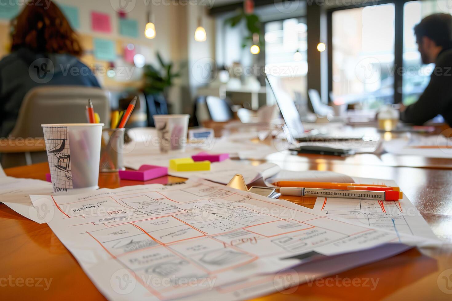Designers working on user interface and user experience design for mobile application photo