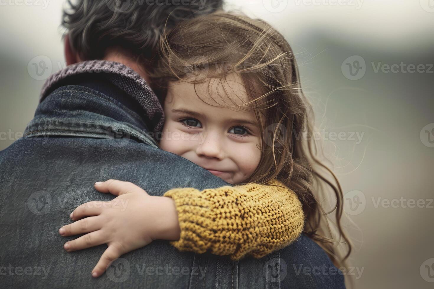 Daughter hugging father, showing love and affection photo