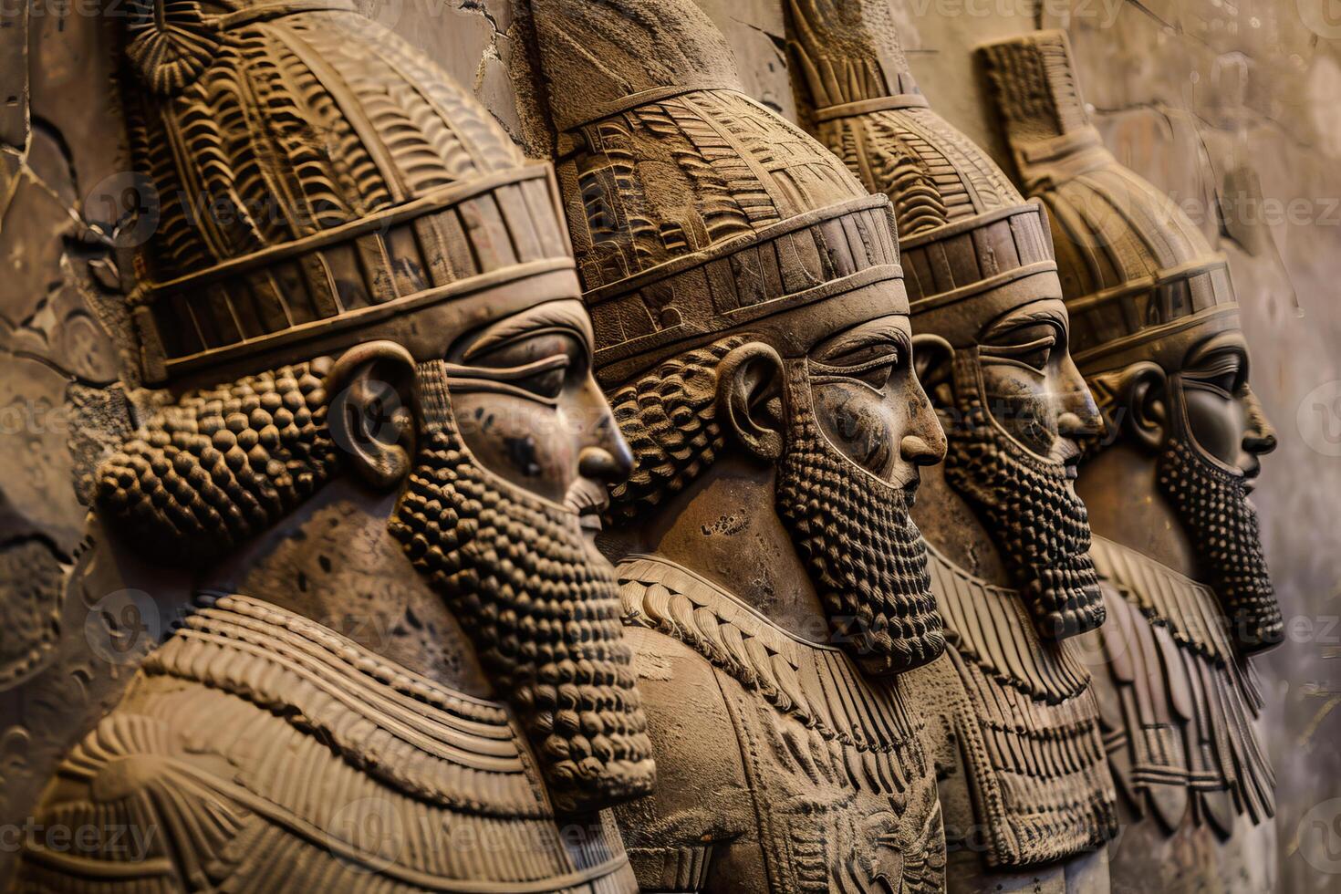 Ancient mesopotamian kings carving representing power and history photo