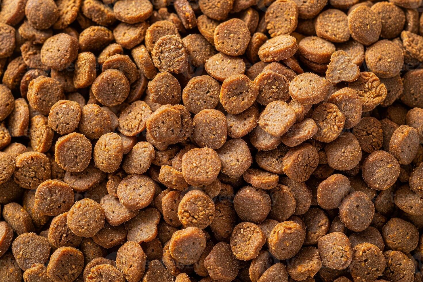 Dry dog food forming a textured background for pet nutrition concepts photo