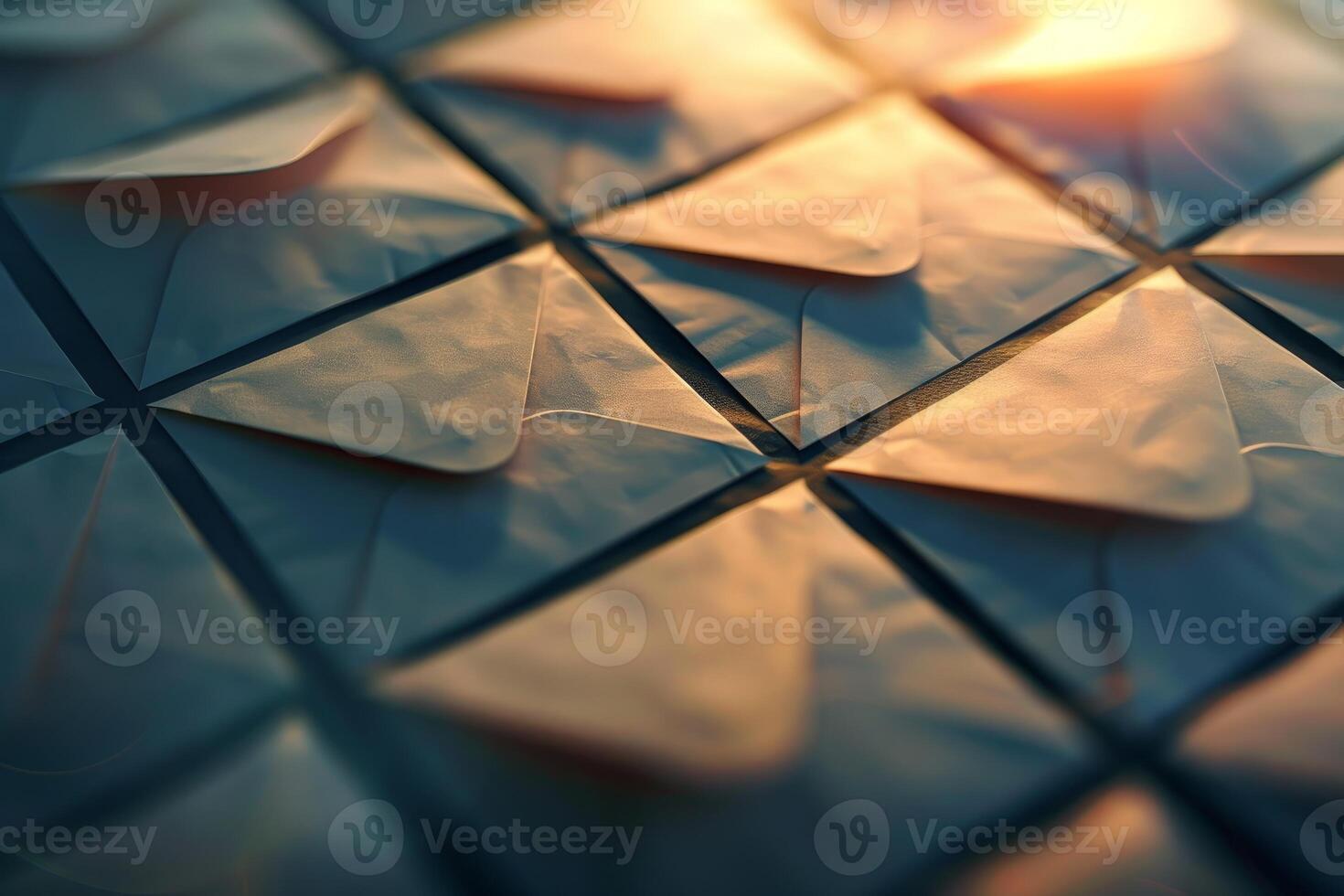 Envelopes forming a pattern on a surface are illuminated by warm light photo