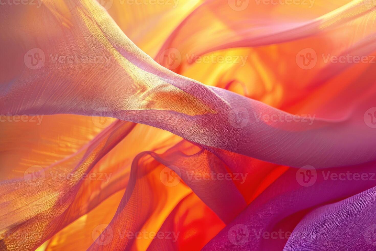 Colorful transparent fabric flowing in the wind creating abstract shapes photo