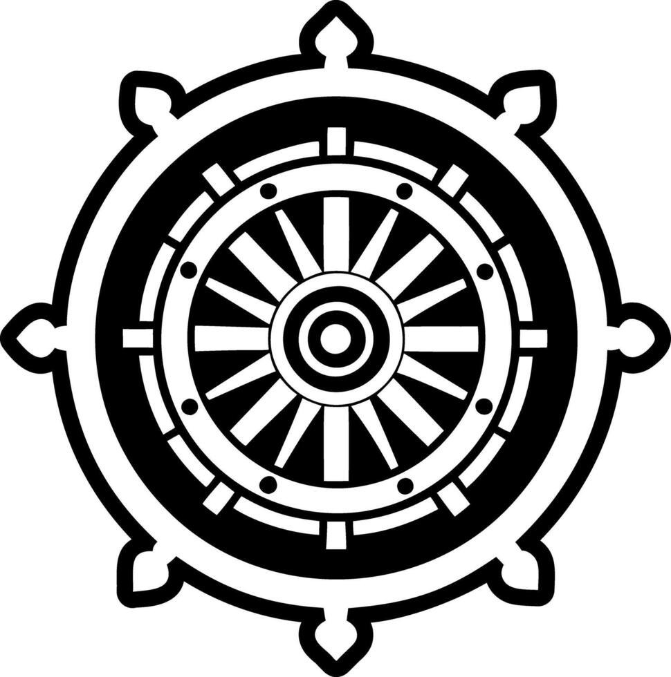Dharma wheel symbol icon in glyph style vector
