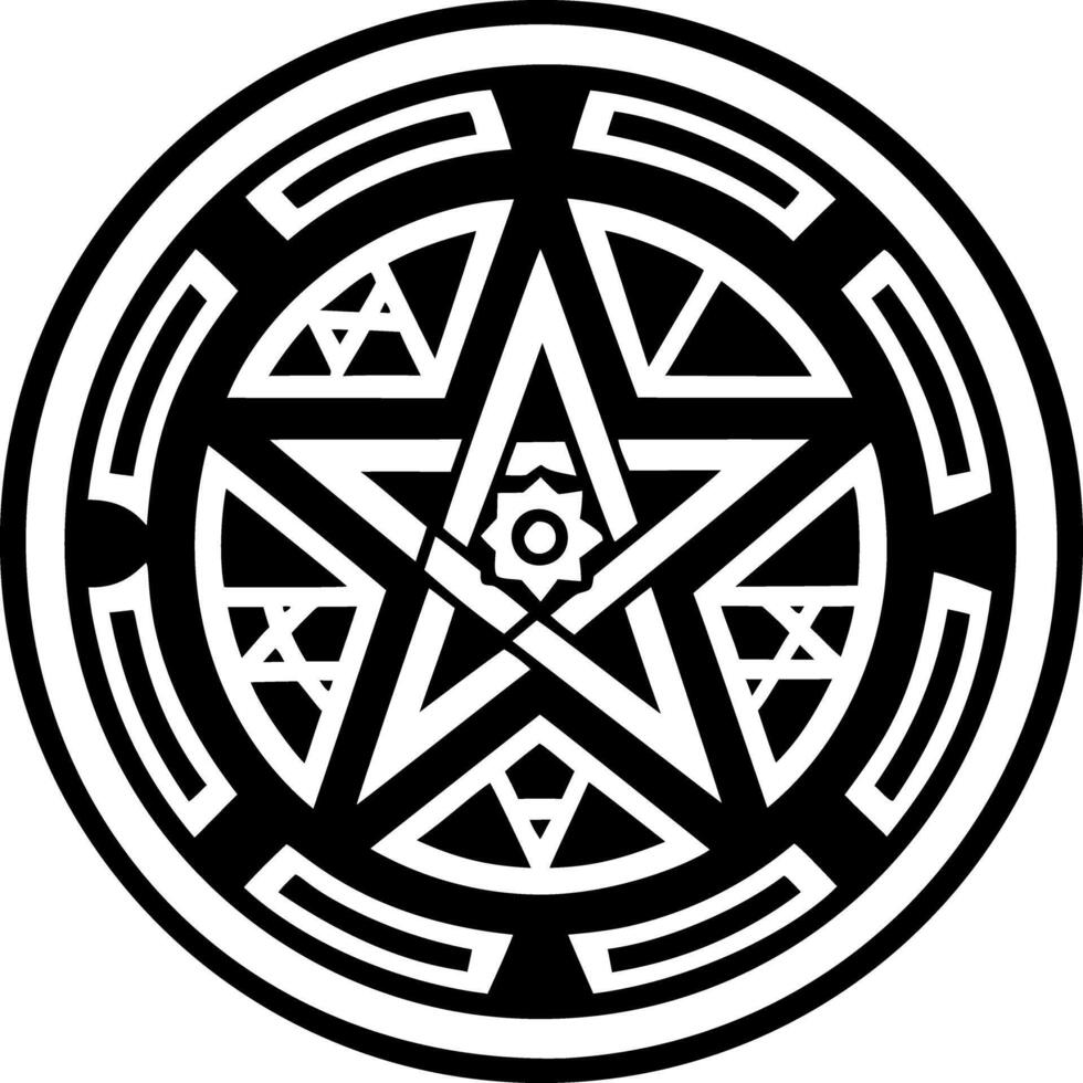 Star circle motif icon in glyph style vector