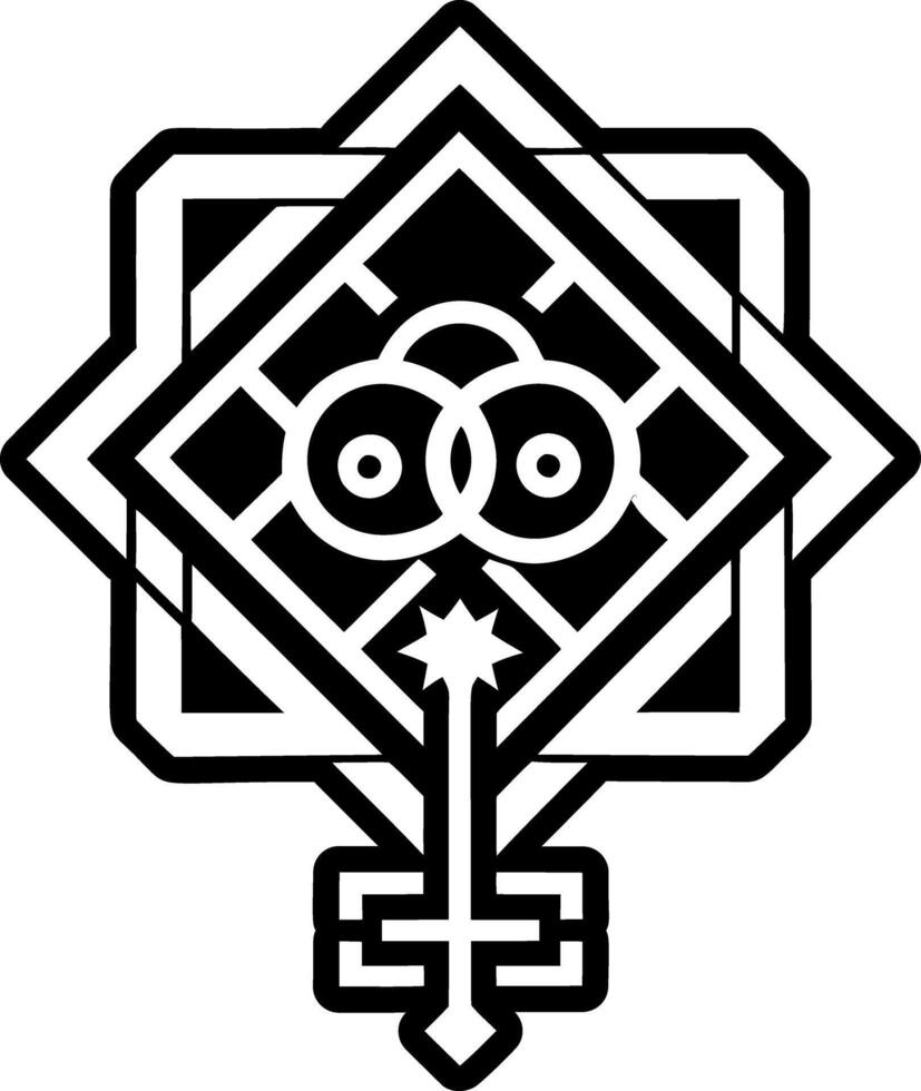 A glyph icon depicting ancient key tattoo vector