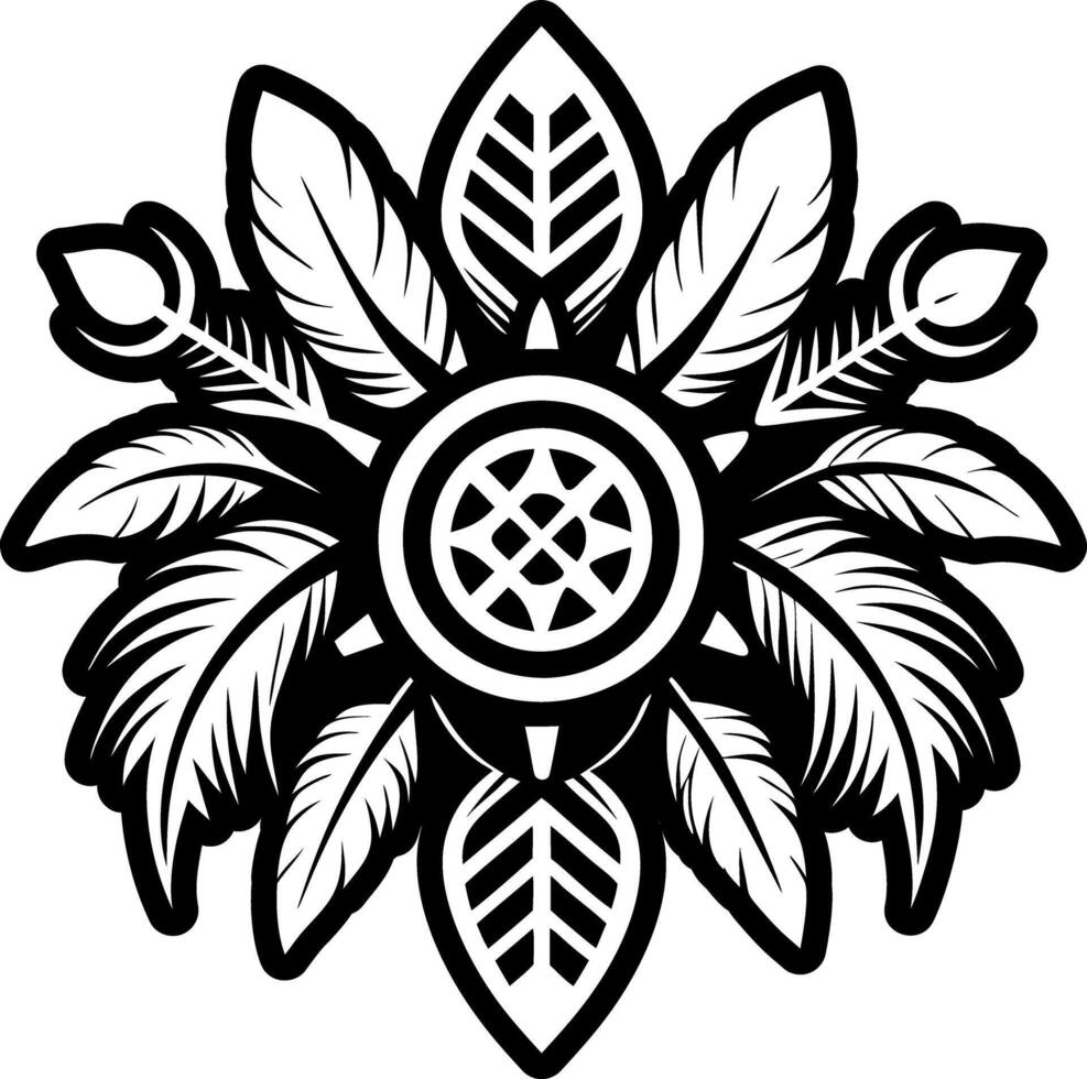 A glyph style icon depicting feathers motif vector