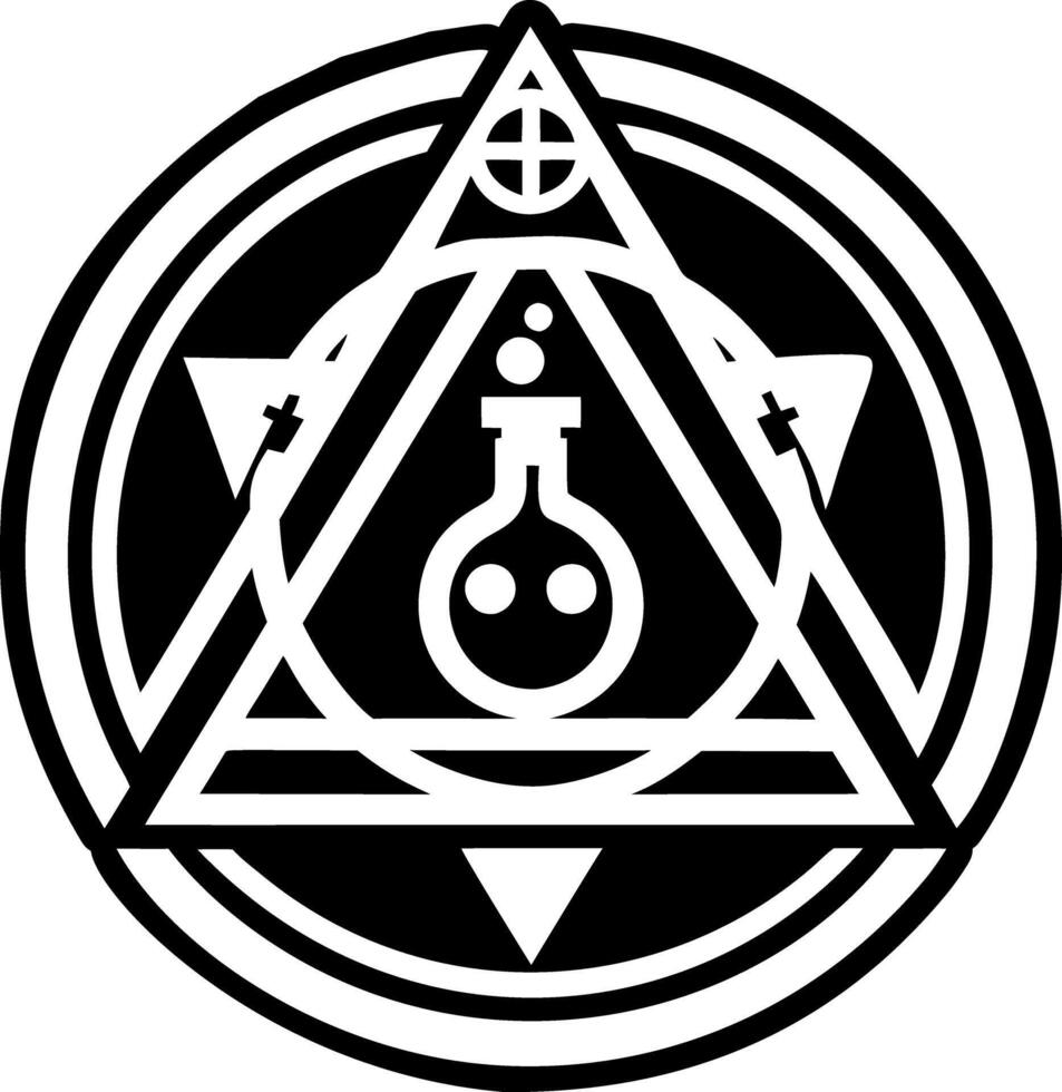 Sulfur alchemy symbol, glyph style icon vector