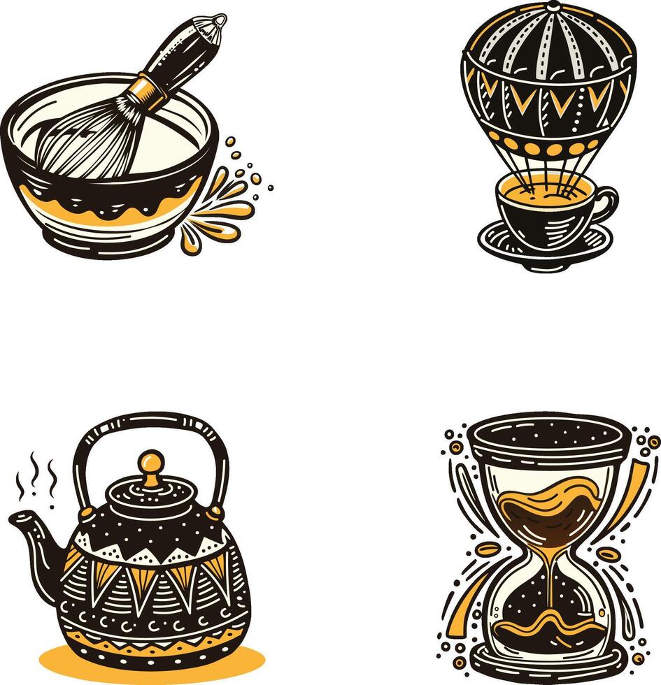 A vintage icon of a latte cup vector