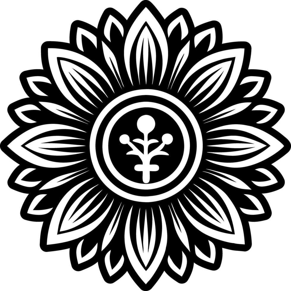 Blooming wildflower tattoo icon in glyph style vector