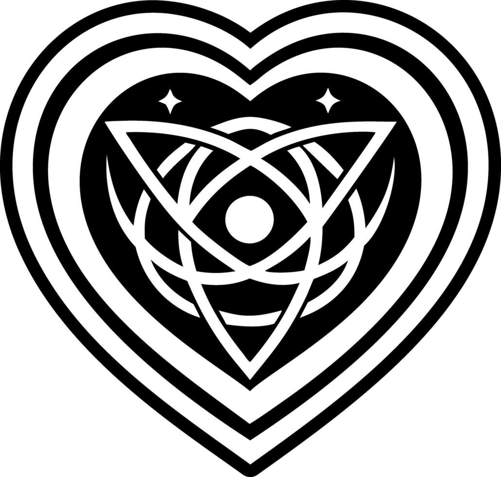 A glyph icon depicting cosmic heart tattoo vector