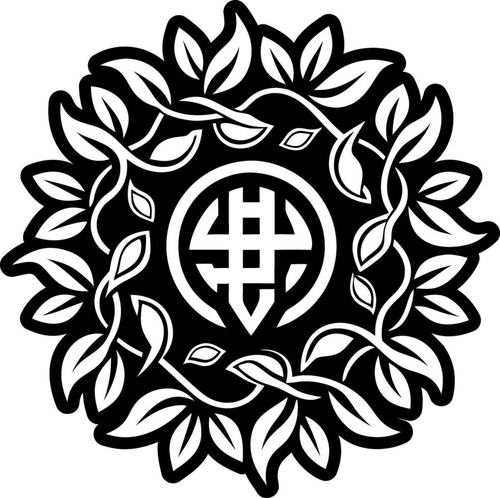 Leafy vines motif icon in glyph style vector