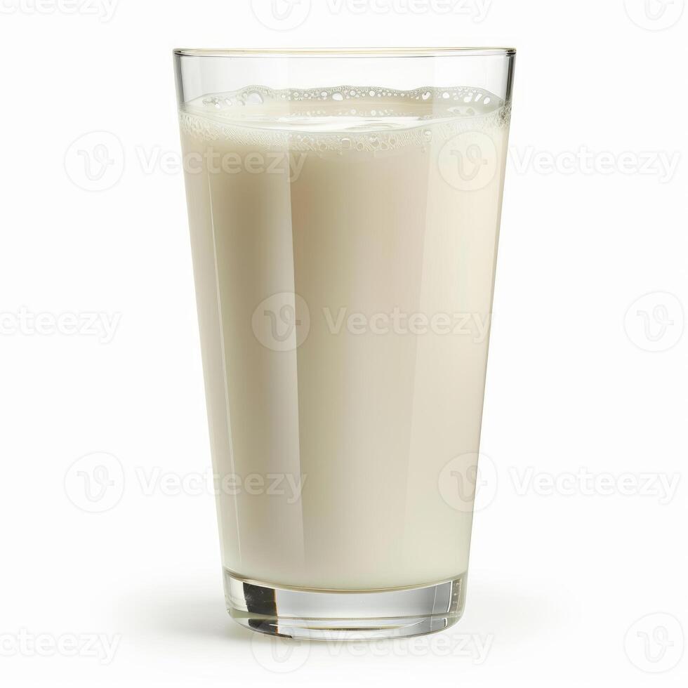 Tall glass with milk on a white background photo