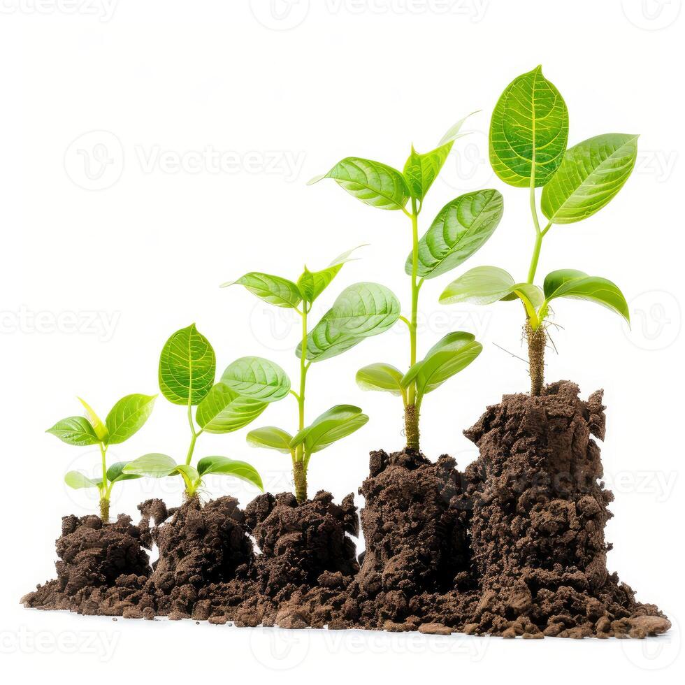 Plants growing in a row symbolizing business growth photo