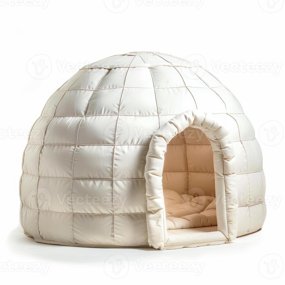 Modern igloo tent providing shelter and warmth in a winter landscape photo