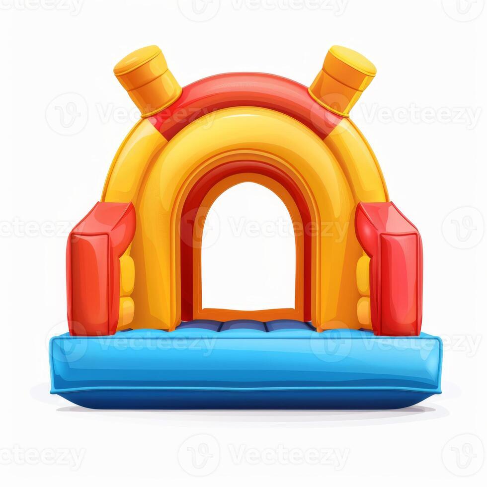 Colorful inflatable bouncy castle providing entertainment for children's parties photo