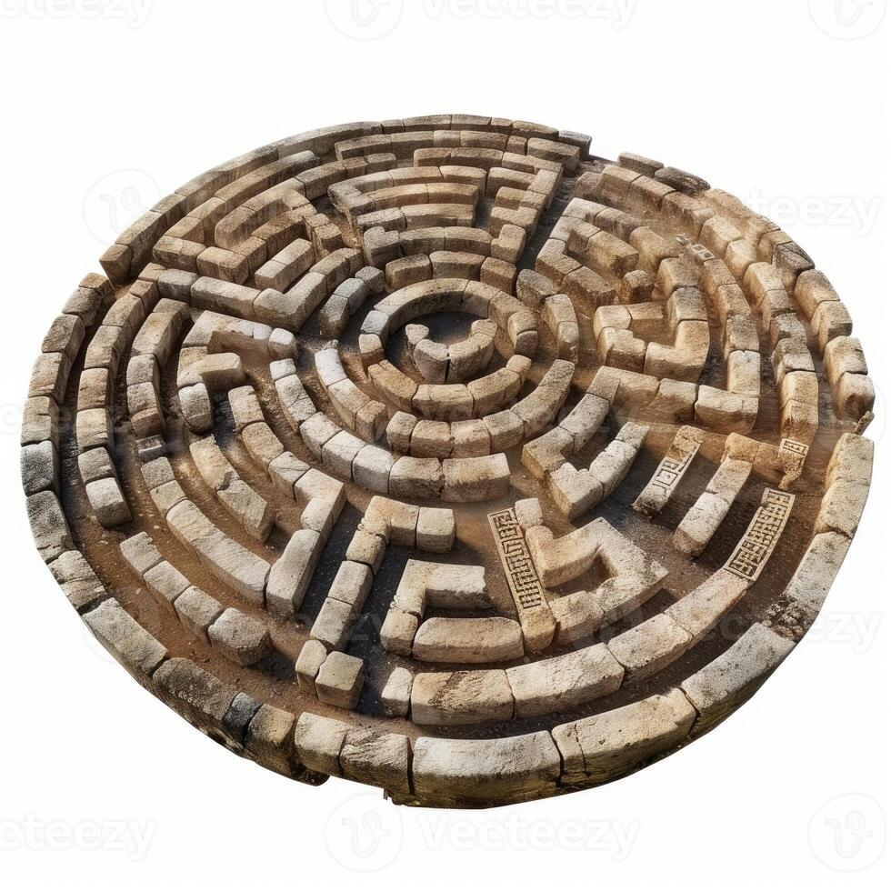 Round stone labyrinth representing complexity and challenge photo