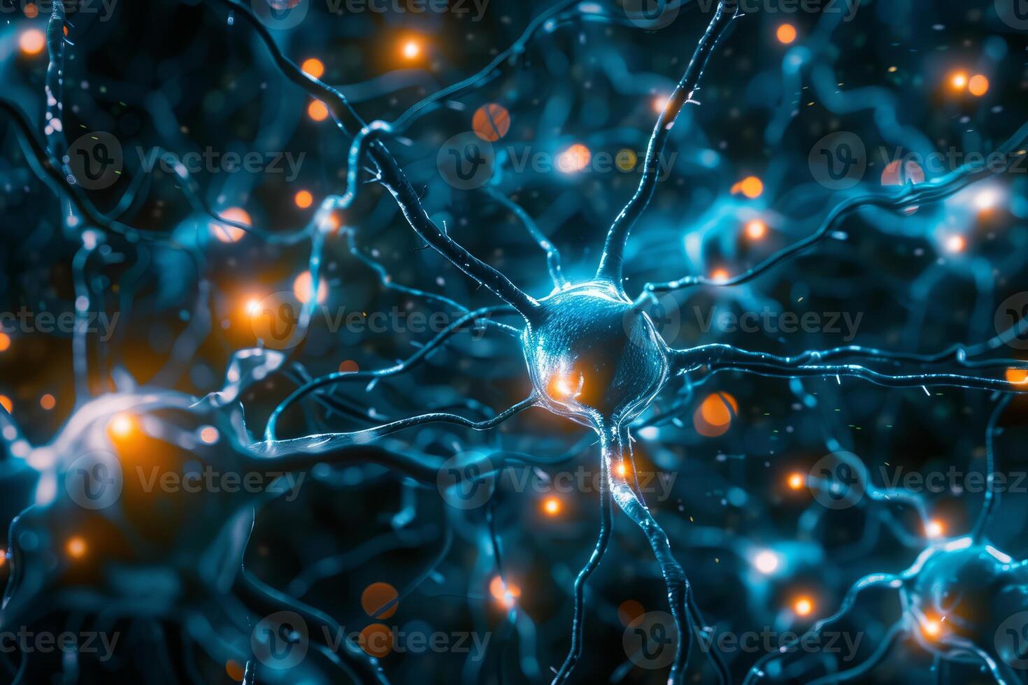 Neuron transmitting signals in the nervous system photo