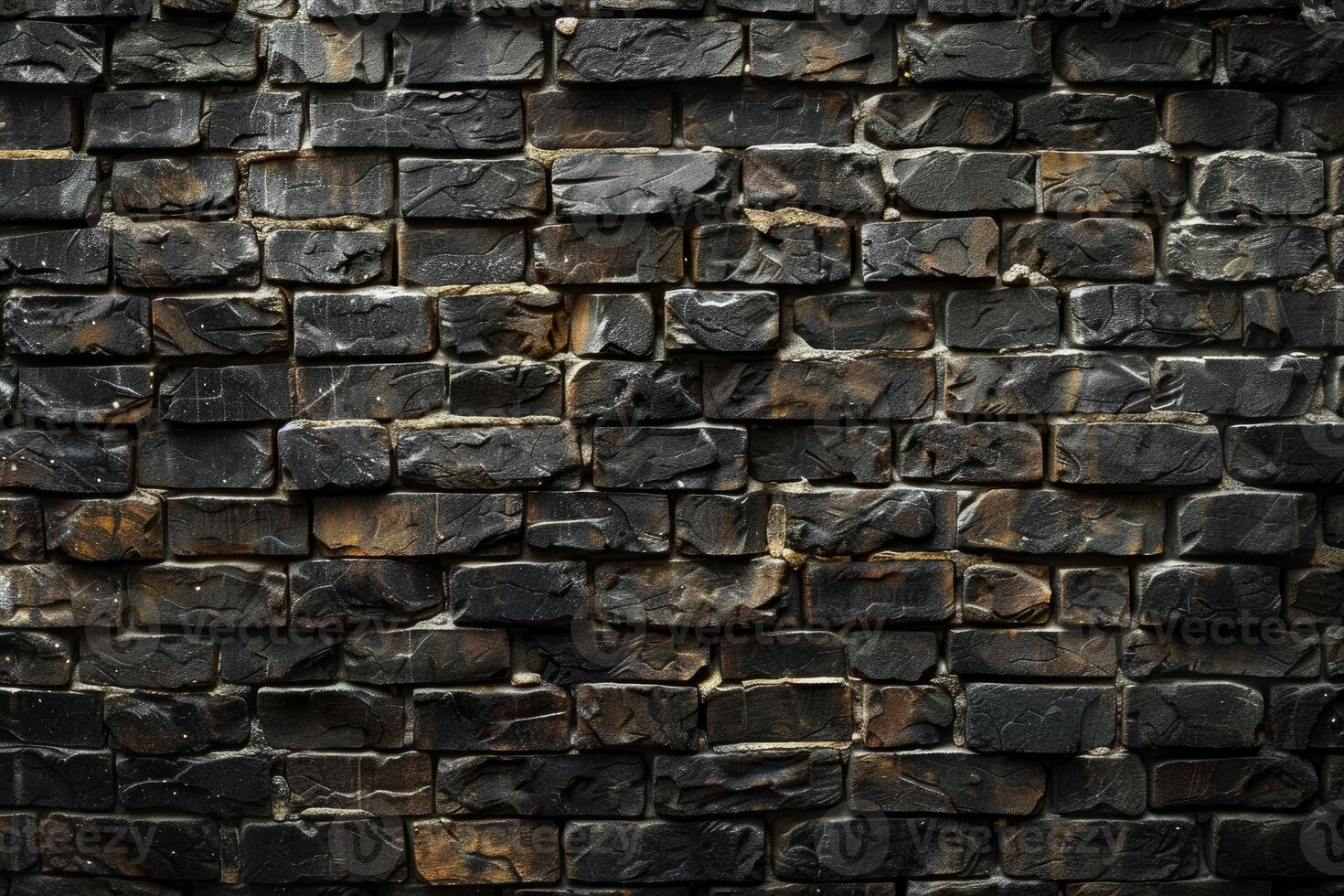 Dark brick wall creating dramatic and textured background photo