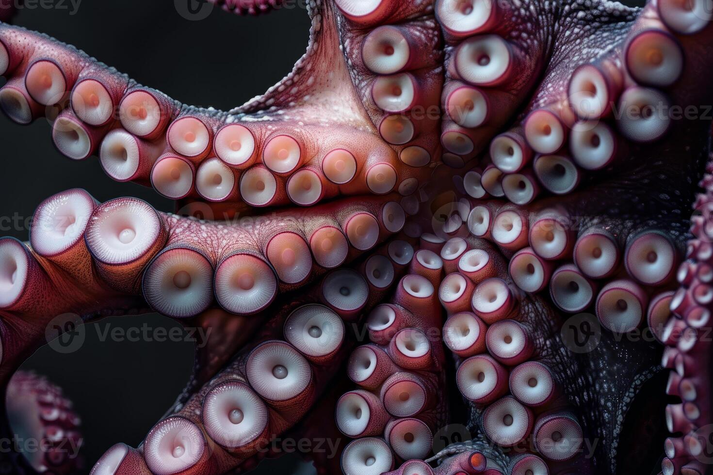 Octopus tentacles showing suction cups in close up view photo