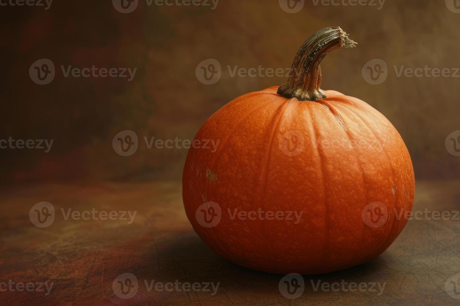 Ripe pumpkin sitting on rustic surface for autumn season photo