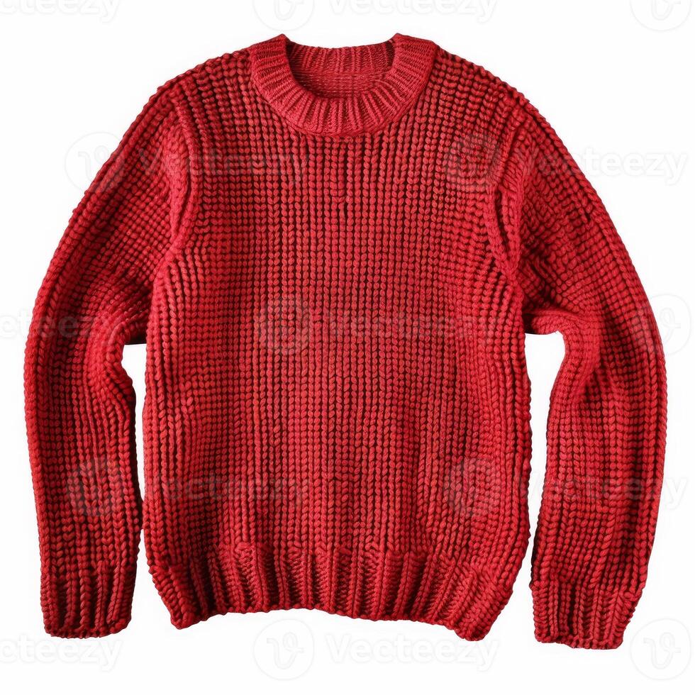 Red knitted sweater photo