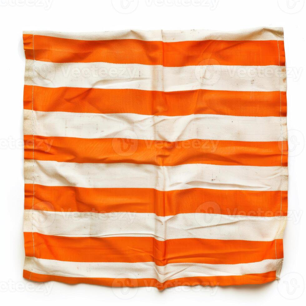 Orange and white striped nautical flag signaling the letter u photo